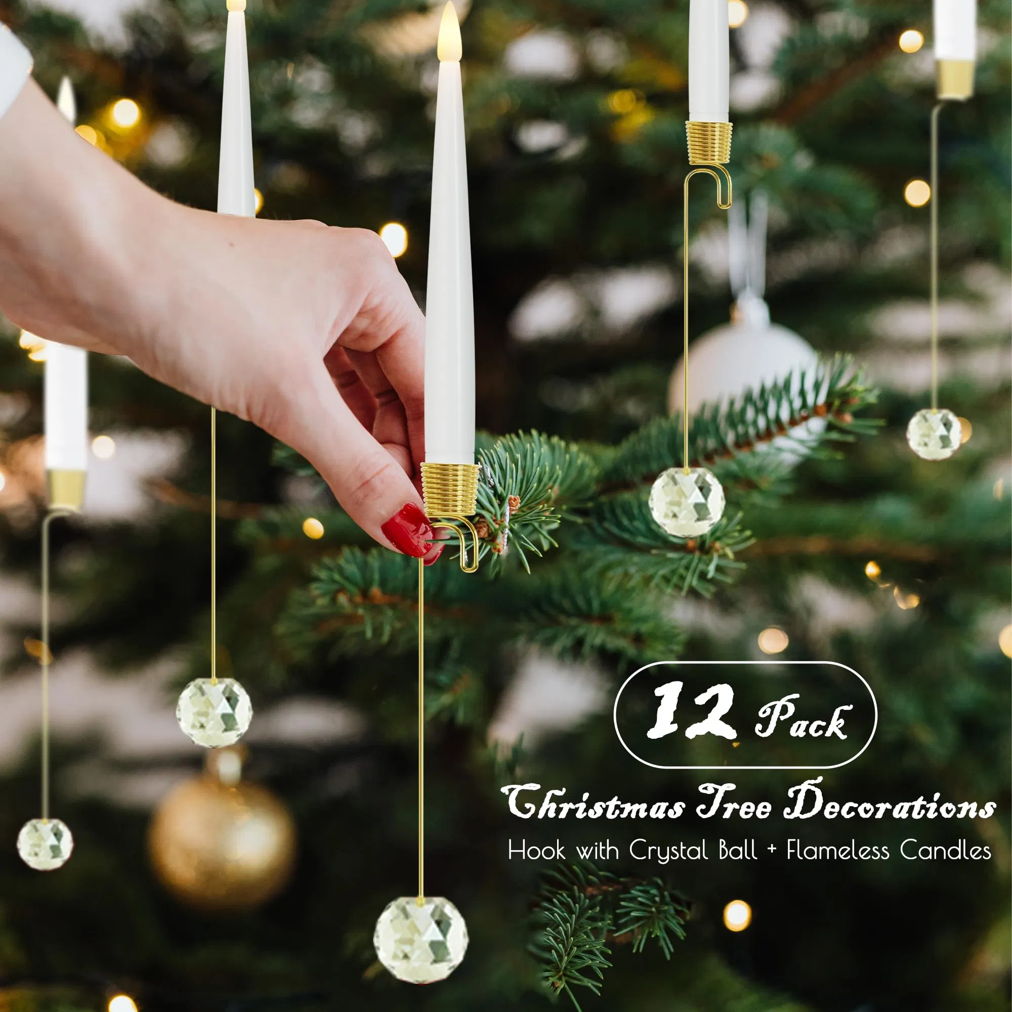 12 LED свечей с пультом - хрустальные шары для ёлки