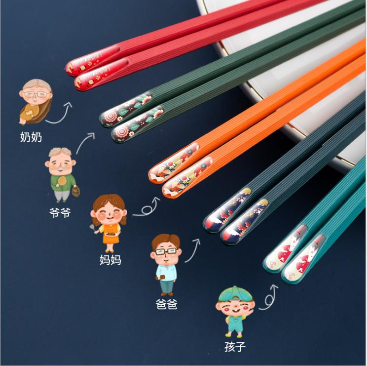 Alloy Chopsticks, Moisture-Proof Prickly Chopsticks with Pointed Tip, Cartoon Chopsticks