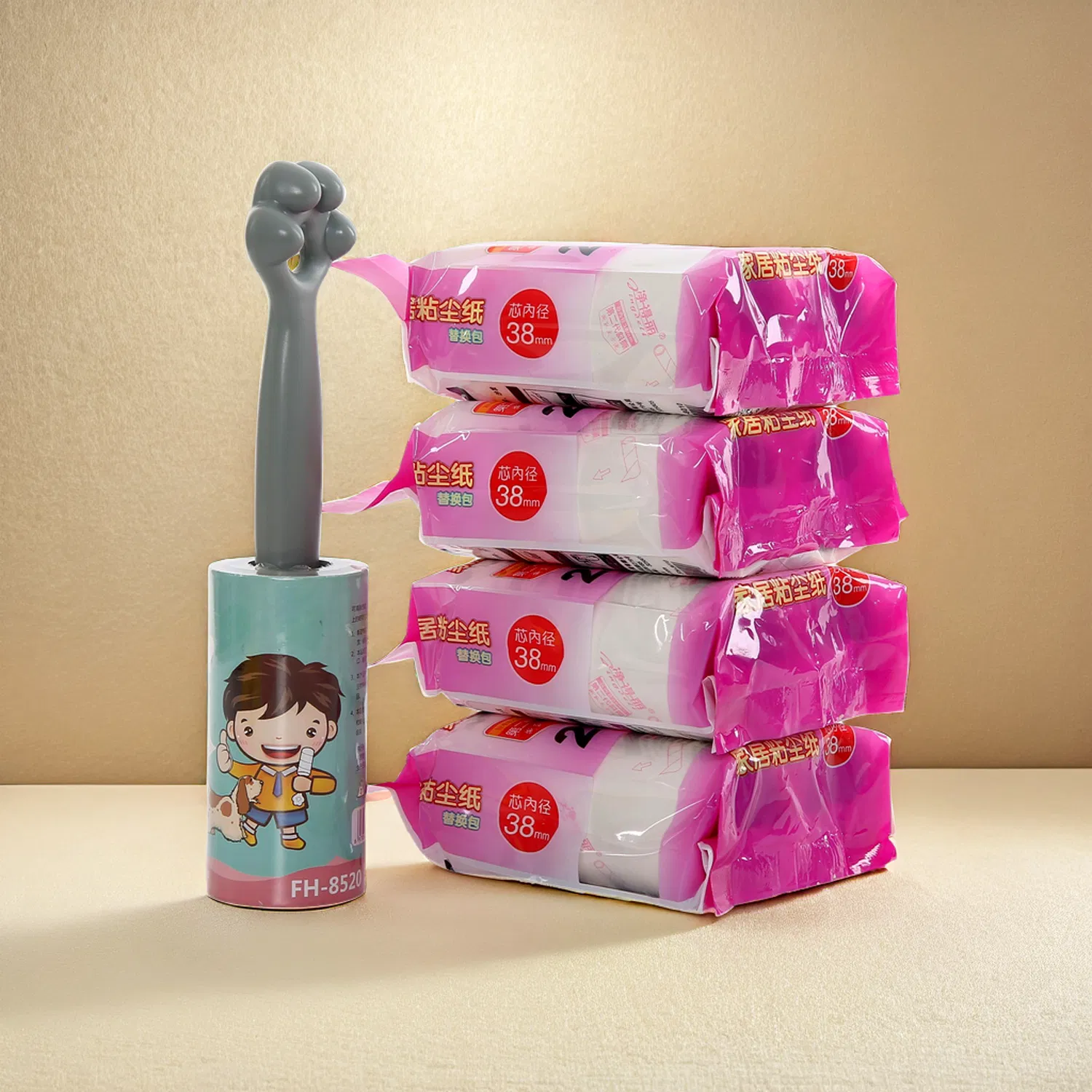Custom Paw Handle Sticky Lint Roller for Pet Hair Removal