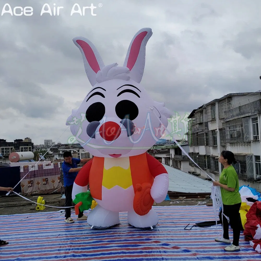 4m High Inflatable Cartoon Bunny Alice in Wonderland Inflatable Cute Rabbit Balloon for Party or Stage Display