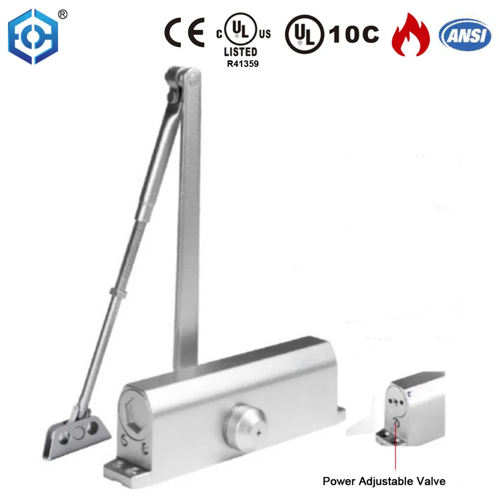 UL Listed Commercial Adjustable Automatic Door Closer Cast aluminium Body Steel Arm