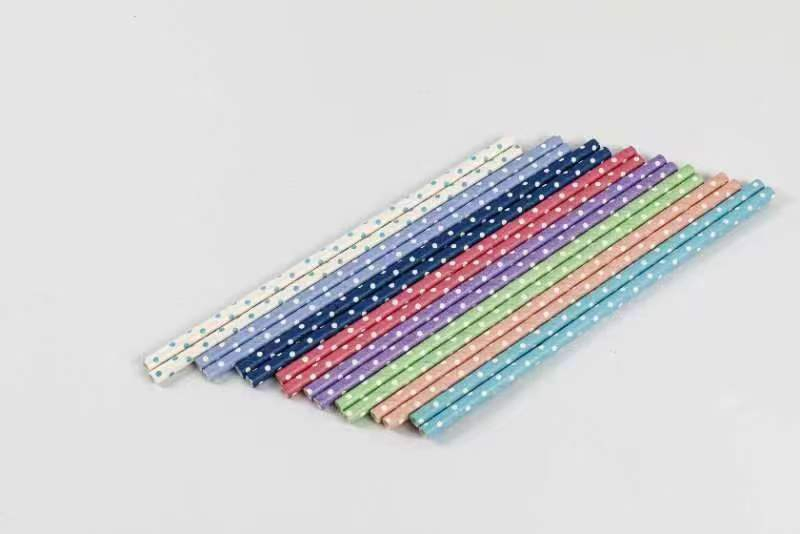 Biodegradable Paper Straws Bulk Assorted Rainbow Colors Striped Drinking Straws for Juice Shakes