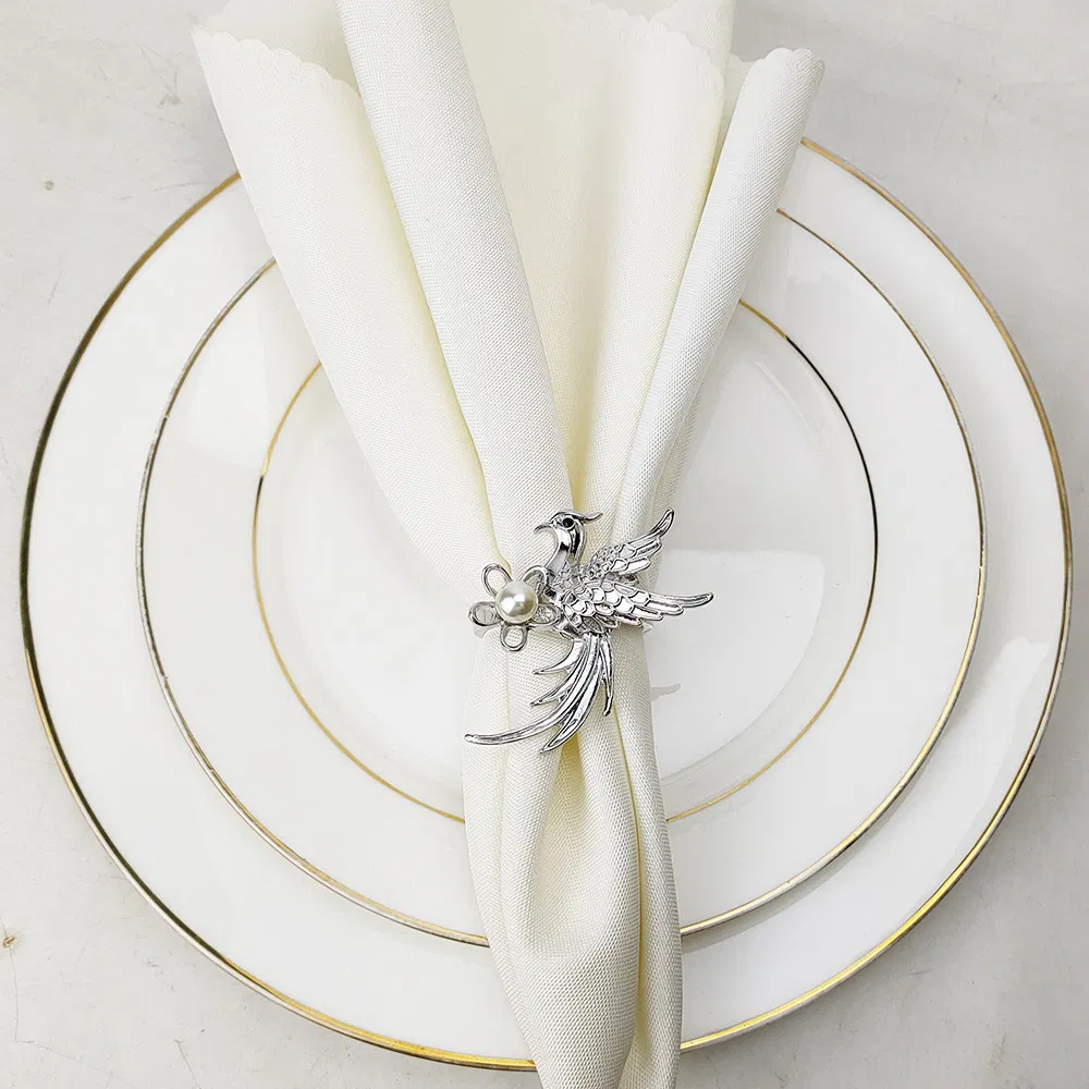 High Quality Phoenix-Shaped Pearl Decorative Crafts Napkin Rings