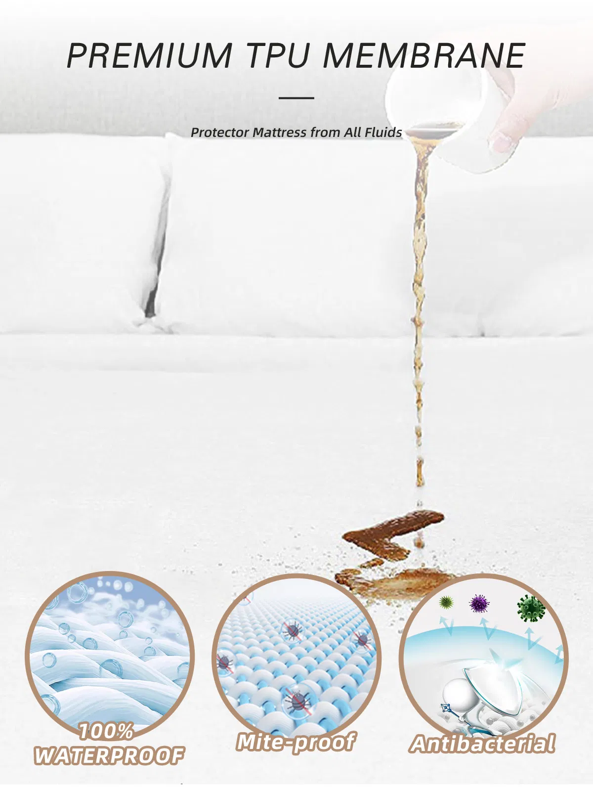 100% Waterproof Fitted Cotton Baby Protectors Crib Mattress Cover