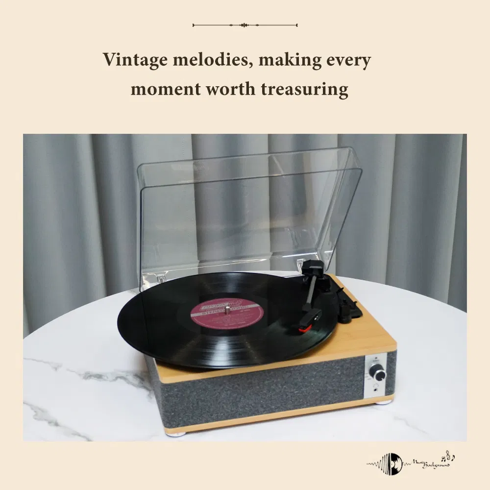 Tr109 Retro Portable 3-Speed Bluetooth5.4 Turntable Record Player Gramophone with Built-in Stereo Speakers and Auto-Stop Function