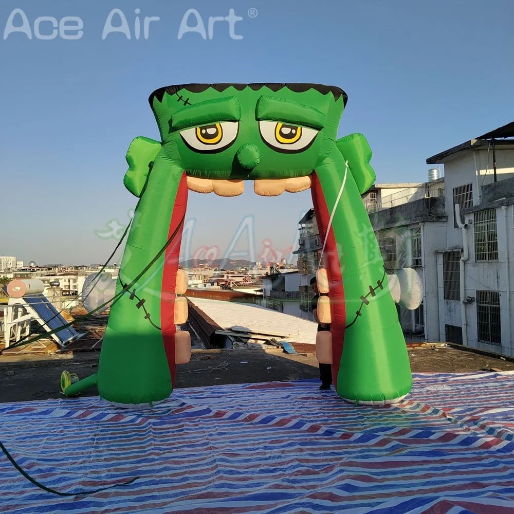 4X4mh Halloween Themed Inflatable Monster Archway with LED Lights for Outdoor Party Decorations