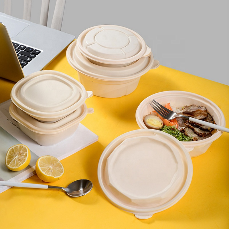 Round Disposable Cornstarch Soup Bowl with Lid