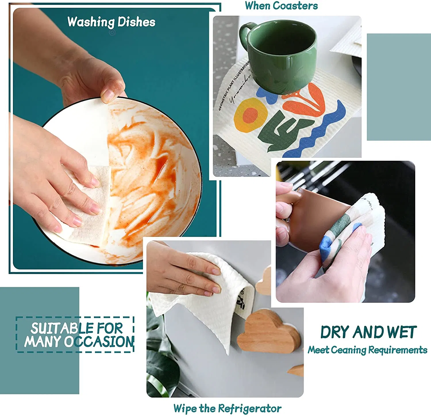 Kitchen Cleaning Cloths Bamboo Fiber Dishcloth Towels Washable Dish Rags Oil Strong Water Absorbent Kitchen Dish Cloths