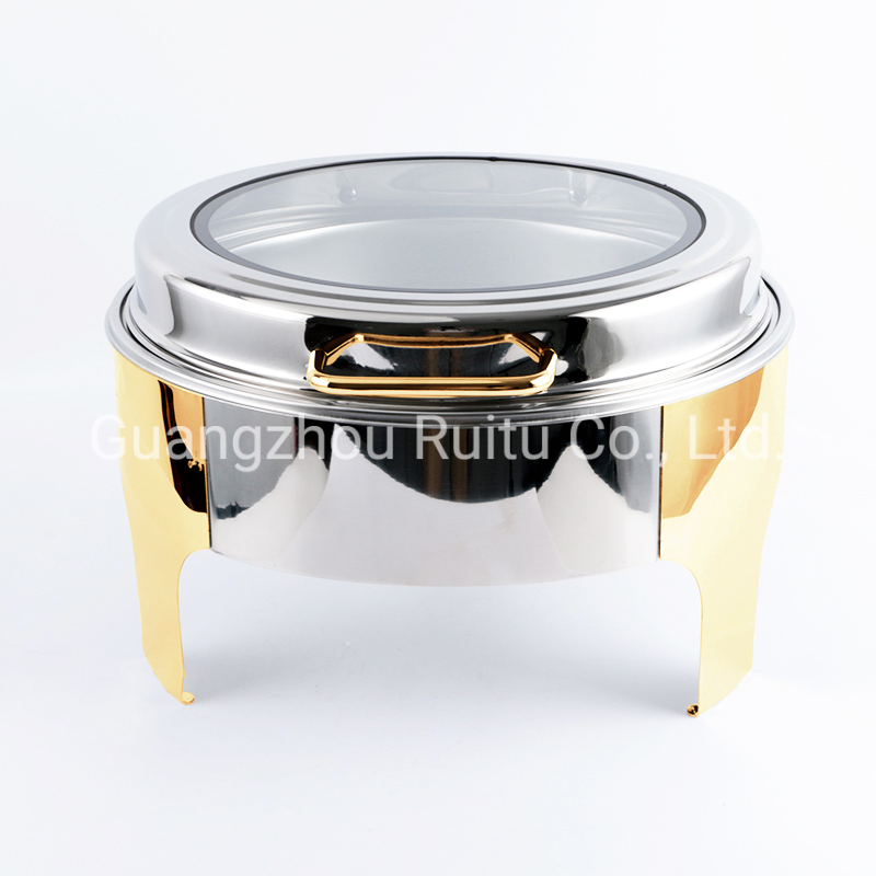 Dubai South Africa Kenya Tanzania Nigeria Silver Mixed Gold 3 Compartment Insert Tray Food Warmer Candle Fuel Heating Hotel Restaurant Equipment Chafing Dish