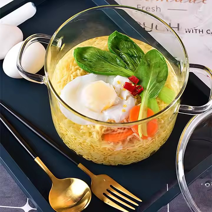 Glass Cooking Pot with Lids Handle Good Helper Kitchen Cookware Glass Storage Pot