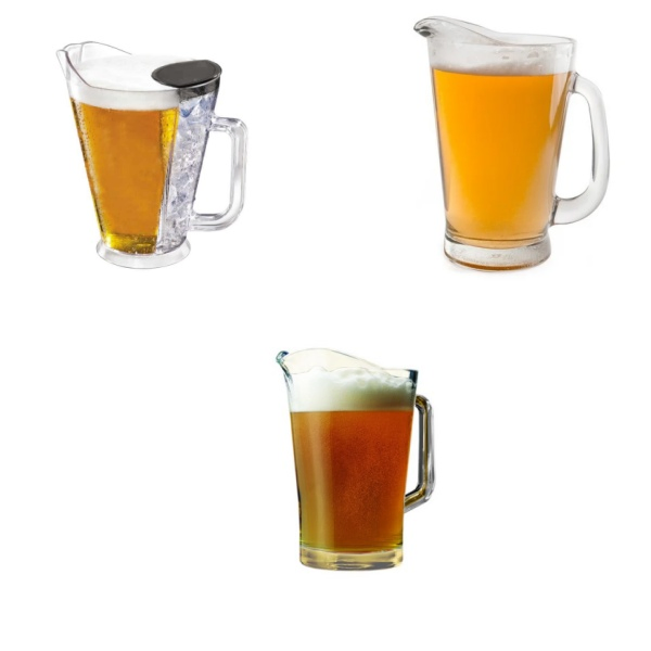 Customized Plastic Beer Pitchers 60oz Stackable Ice Beer Pitcher Water Jug for Bar Use