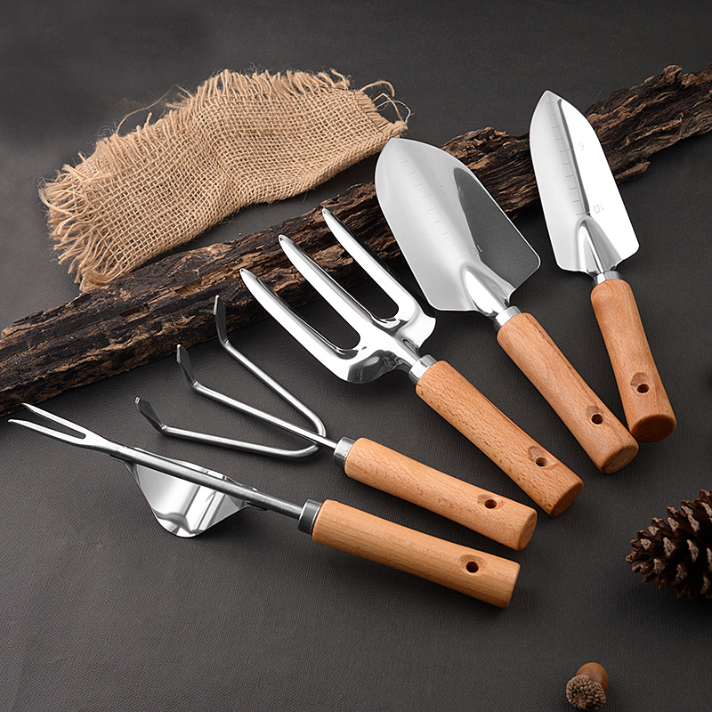 Five Piece Suit Eco Friendly Wooden Handles Mini Gardening Tools