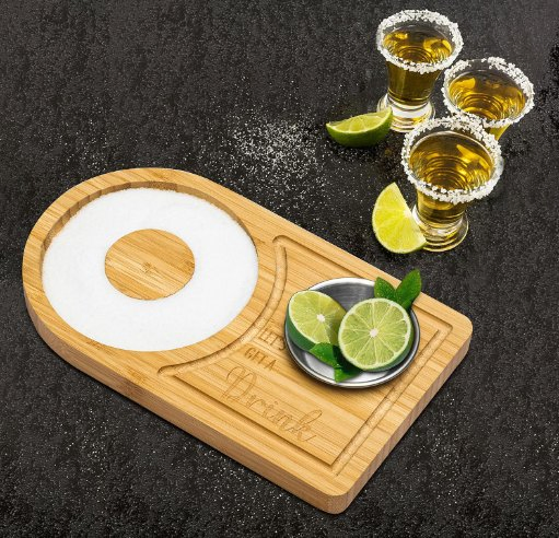 Bamboo Wood Glass Rimmer Cocktail Bartender Tool Margarita Salt Rimmer Set