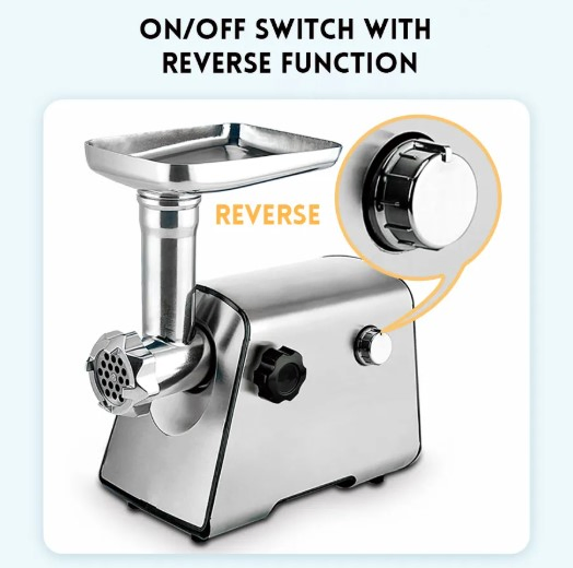 Electric Meat Grinder with Copper Motor and Adjustable Speed Functionality