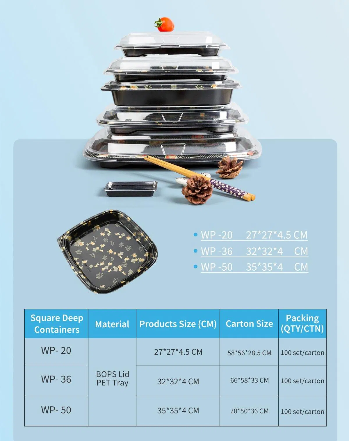 Wholesale Custom Square Food Packaging Tray for Supermarket Restaurant