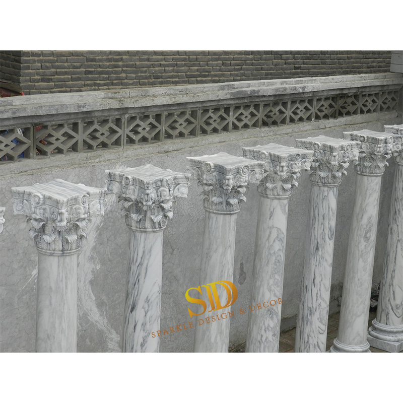 Luxury Exquisite Customized Hand Carved Italian Arabecato White Marble Columns for Palace/Villa