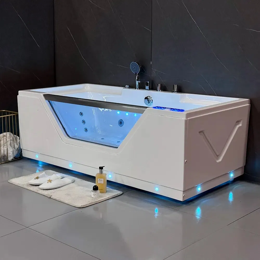 Modern Luxury Acrylic White 2-Person Freestanding Whirlpool Bath Tub Custom Massage SPA Factory Sale Custom Soaking Bathtub