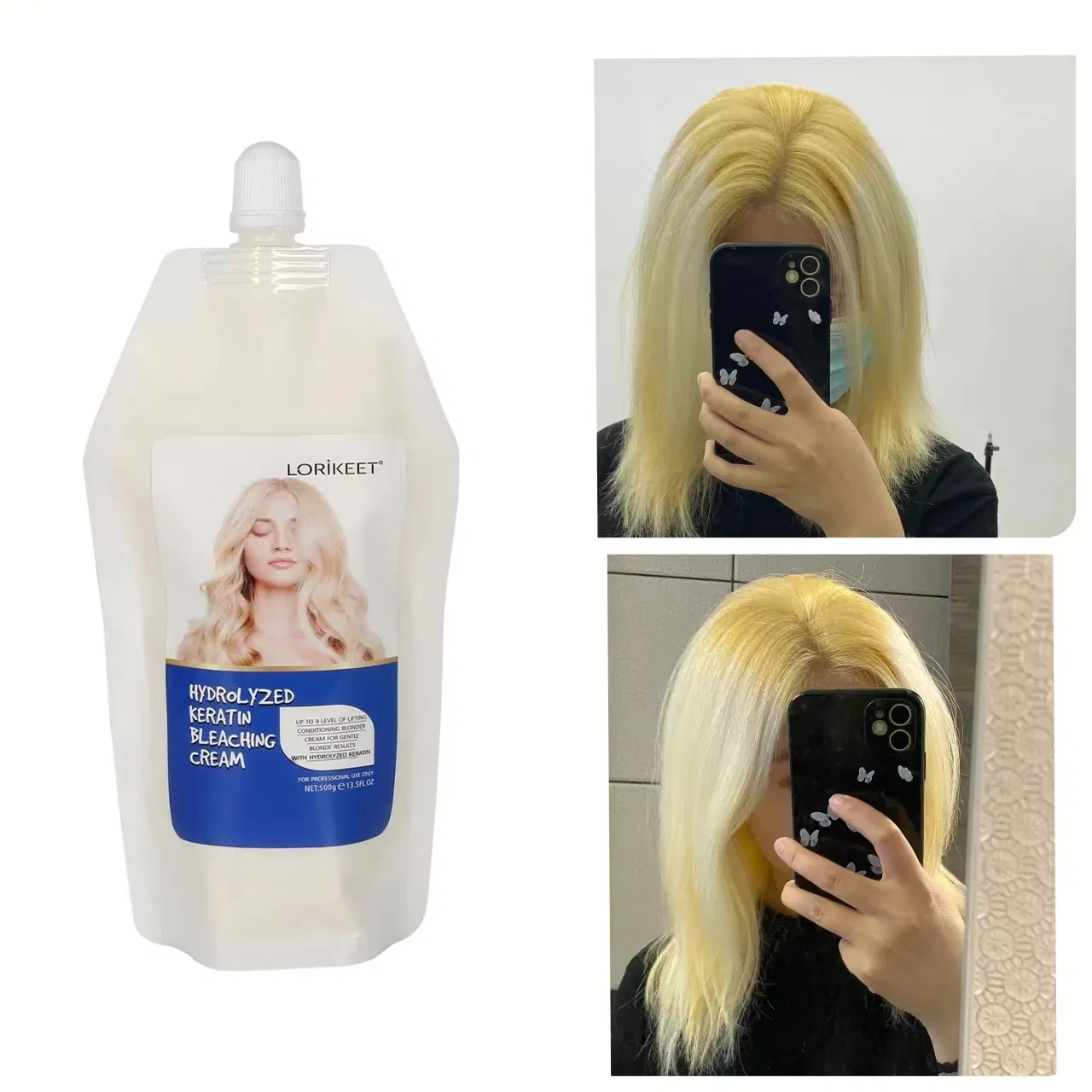 Lift up to 9-11 Levels Hair Bleaching Cream for Lighten Hair Blonde White Hair 500g