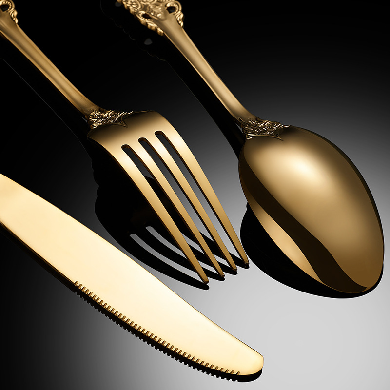 Stainless Steel Cutlery Set Palace Series Gold Plated Vintage Cutlery