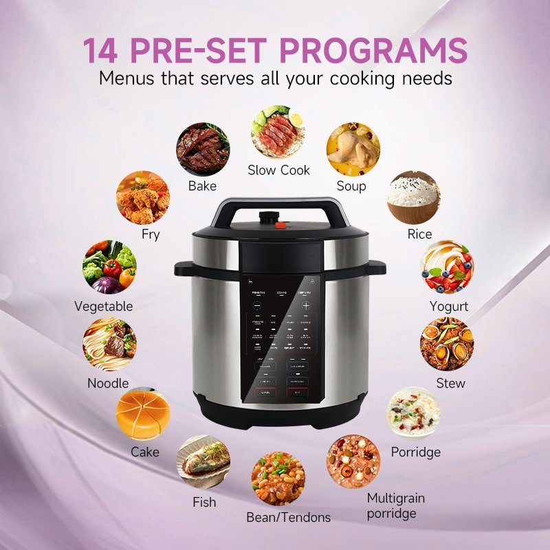 Luxury Multifunctional Electric Pressure Cooker 12 in 1 6L Stainless Steel Non-Stick Pot Fast Cooking Multicooker