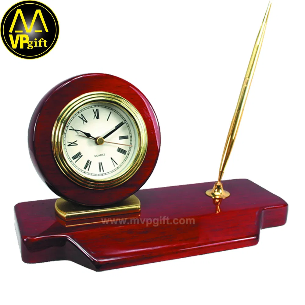 China Guangzhou High Quality Customer Wood Quartz Table Wall Hotel Promotion Souvenir Gift Piano Effect Wooden Alarm Desk Clock
