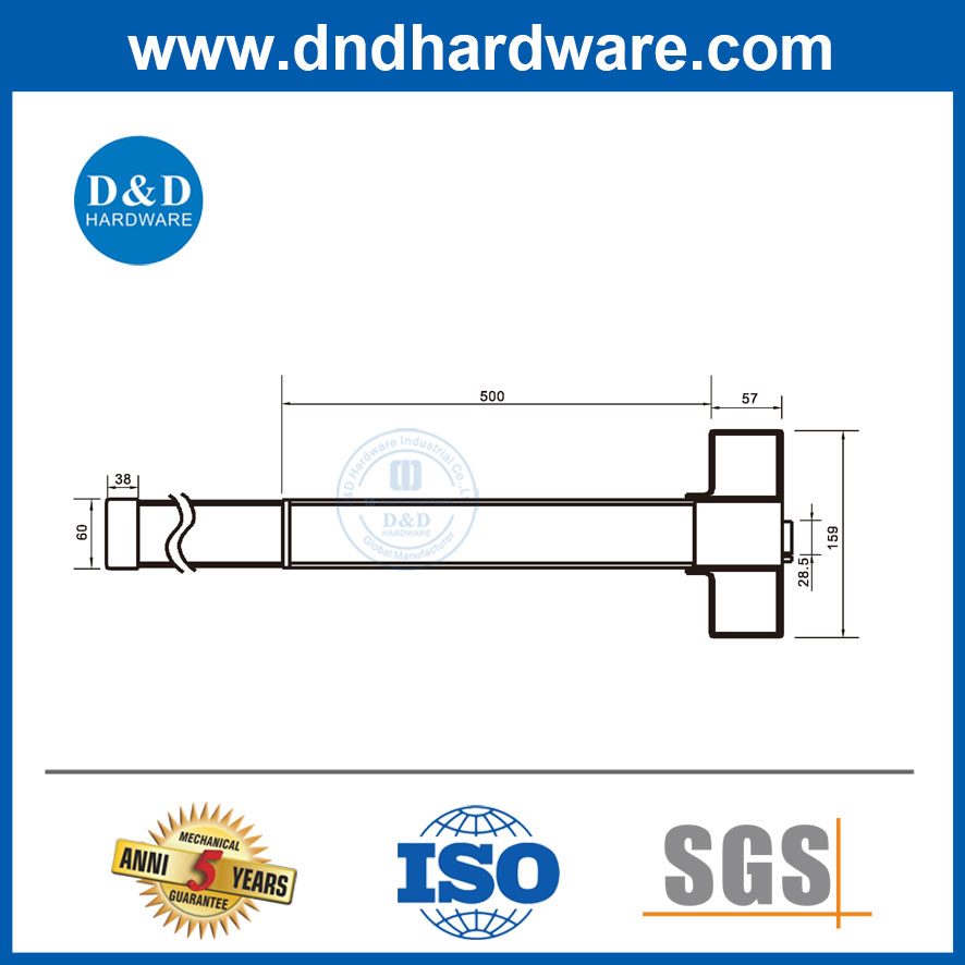 Aluminium Alloy Stainless Steel Rated Door Hardware Exit Device Panic Lock Bar