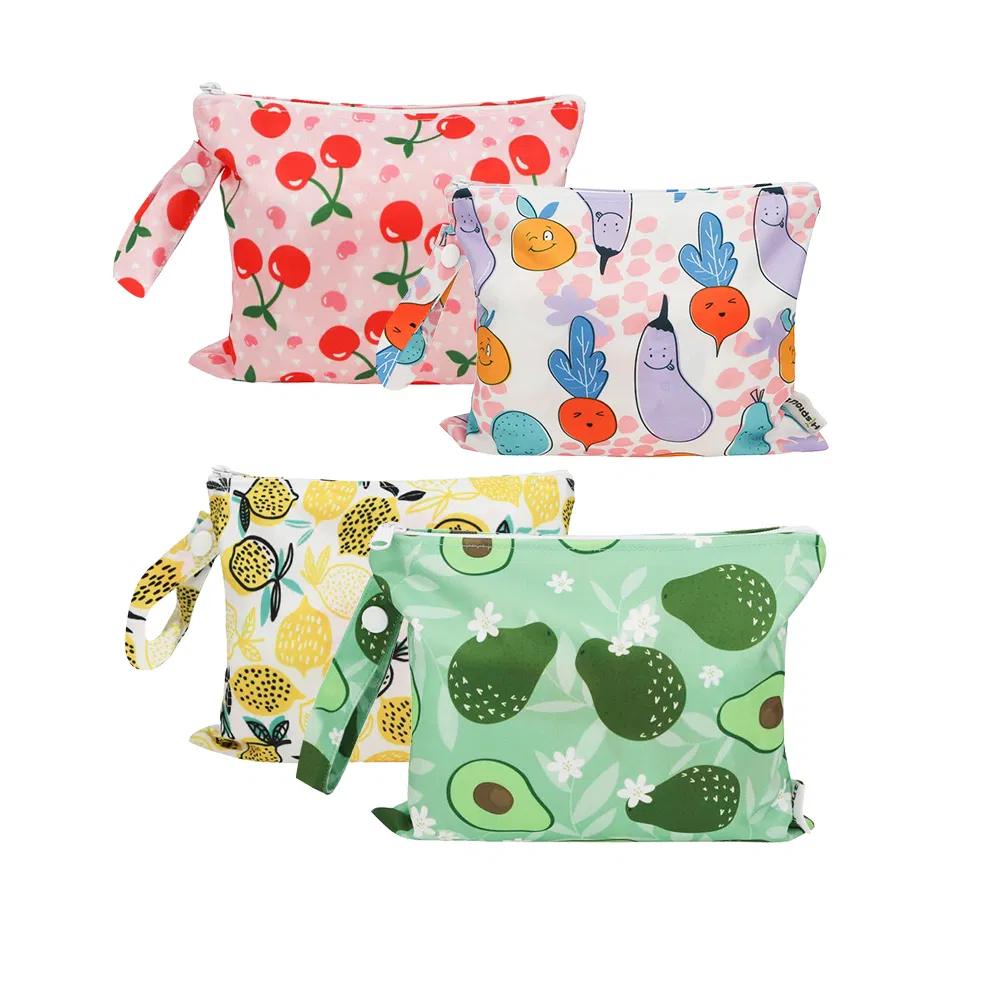 Waterproof Custom Logo Baby Zipper Wet Bag Cloth Diaper Bag with Handle