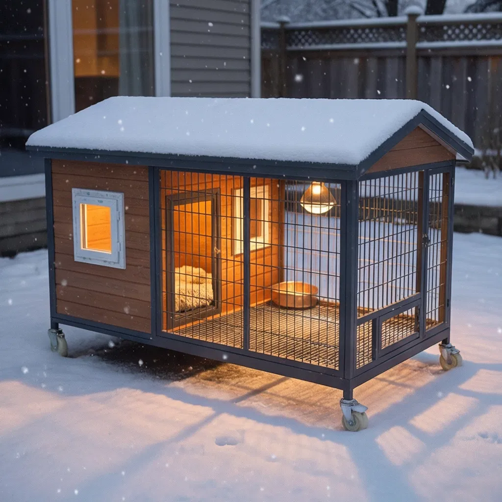 Outdoor Solid Wood Dog Cage Large Dog House Rain and Sun Protection