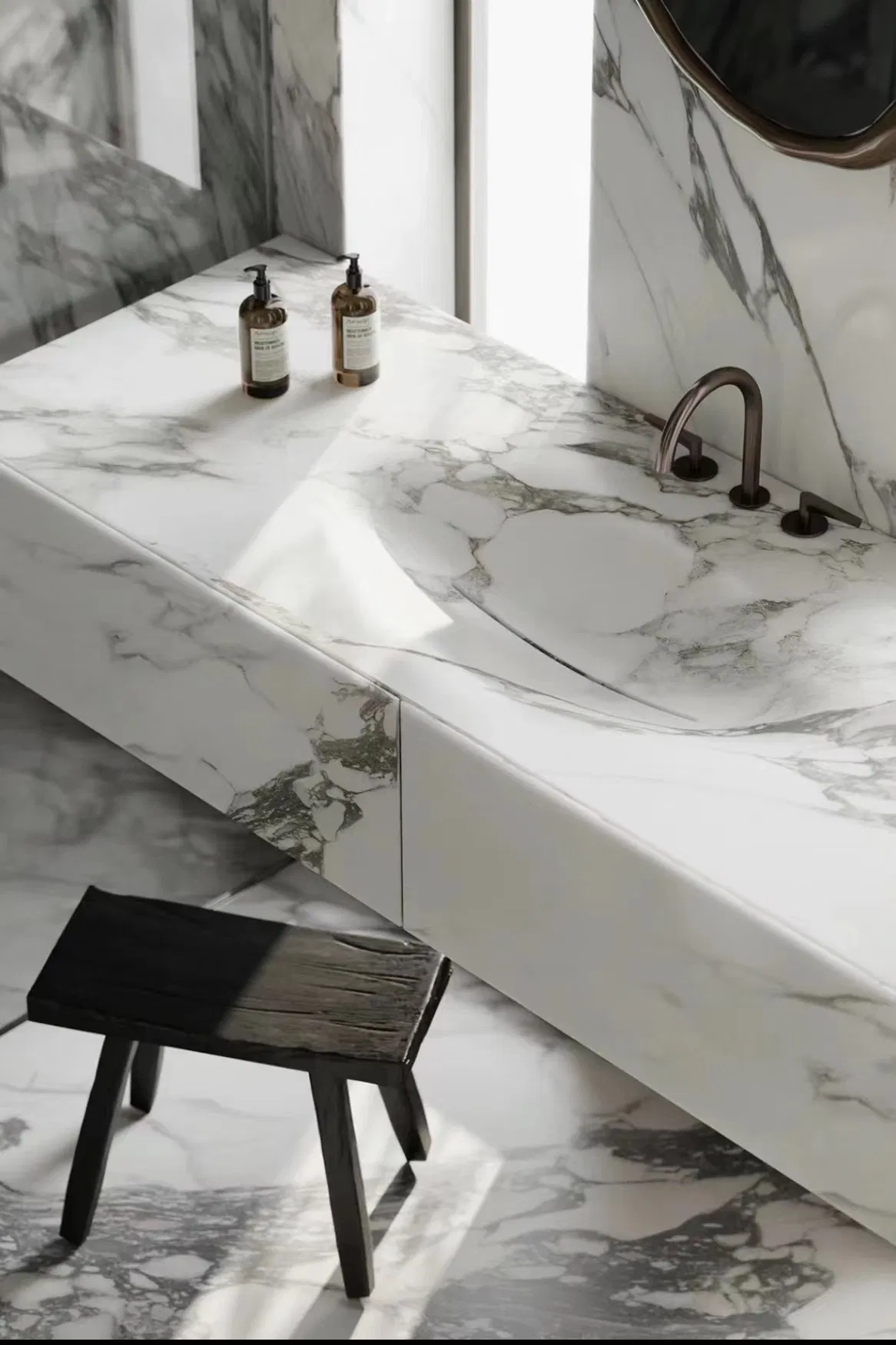 Contemporary Bathroom Vanity Set Featuring Elegant Artificial Stone Sink