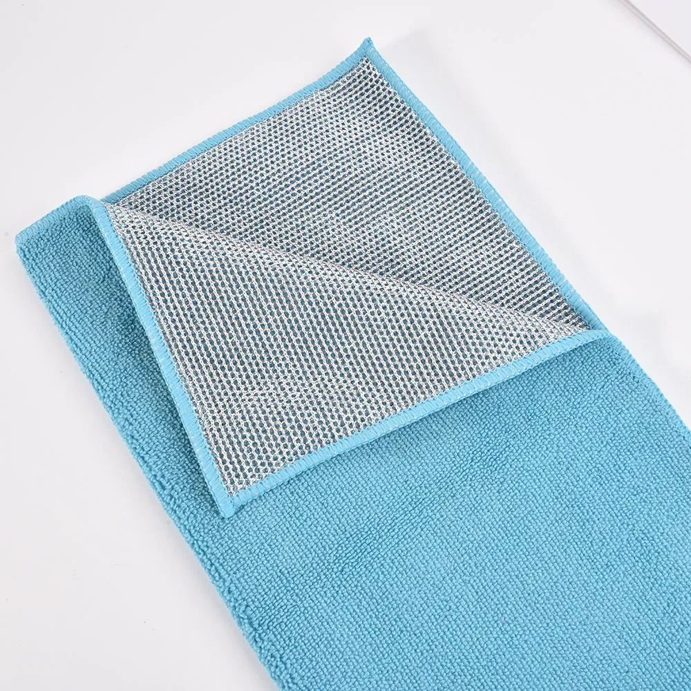 Customized Silver Wire Microfiber Household Kitchen Dish Cleaning Cloth