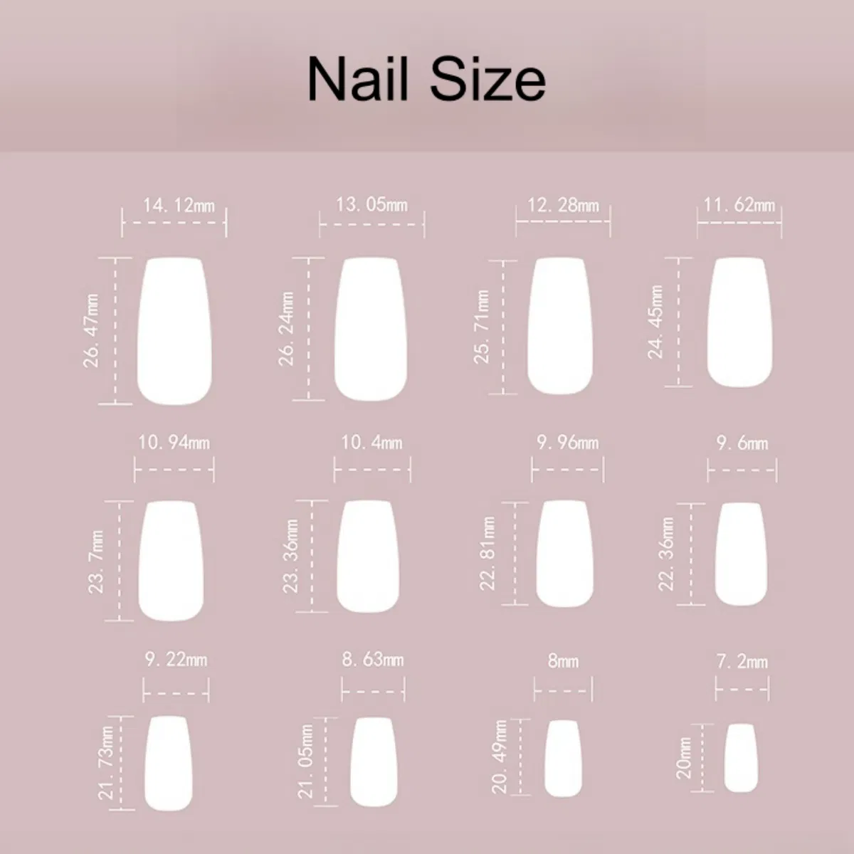 Fashion Press on Nail Art Fake Nail Middle Length Natural Square False Fingernail
