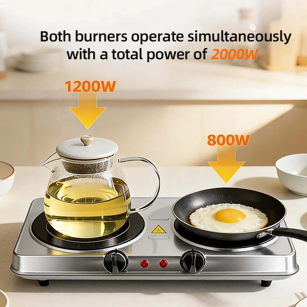 Portable Double Burner Infrared Electric Cooktop for Home Use