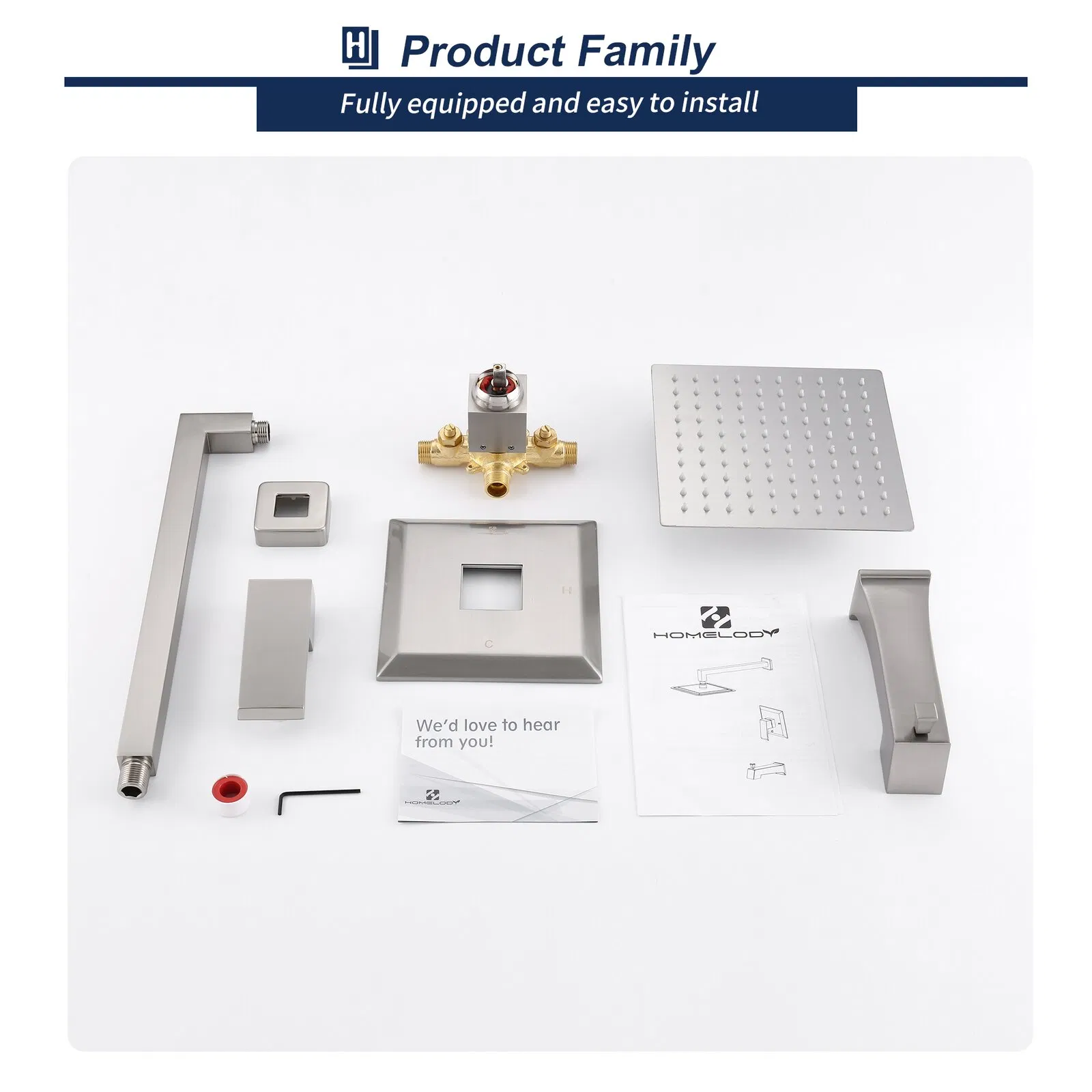 Bathroom High Quality Rain Mixer Shower System Wall Mounted Rainfall Shower Combo Set with Rough-in Valve