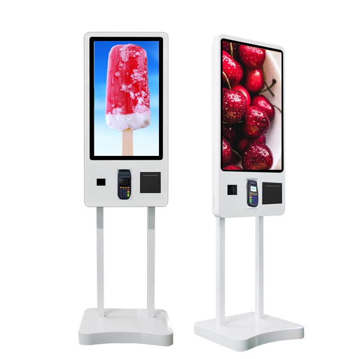 32 Inch Floor Standing Self Service Kiosk with Touch Screen POS and Ticket Printer for Restaurant Kfc Mcdonal's