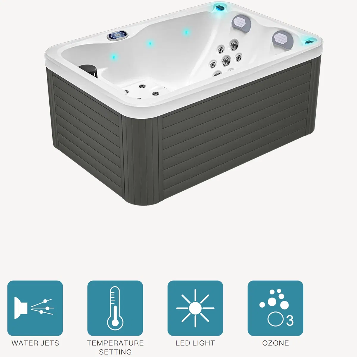 Акриловая ванна для двоих с гидромассажем и подогревом