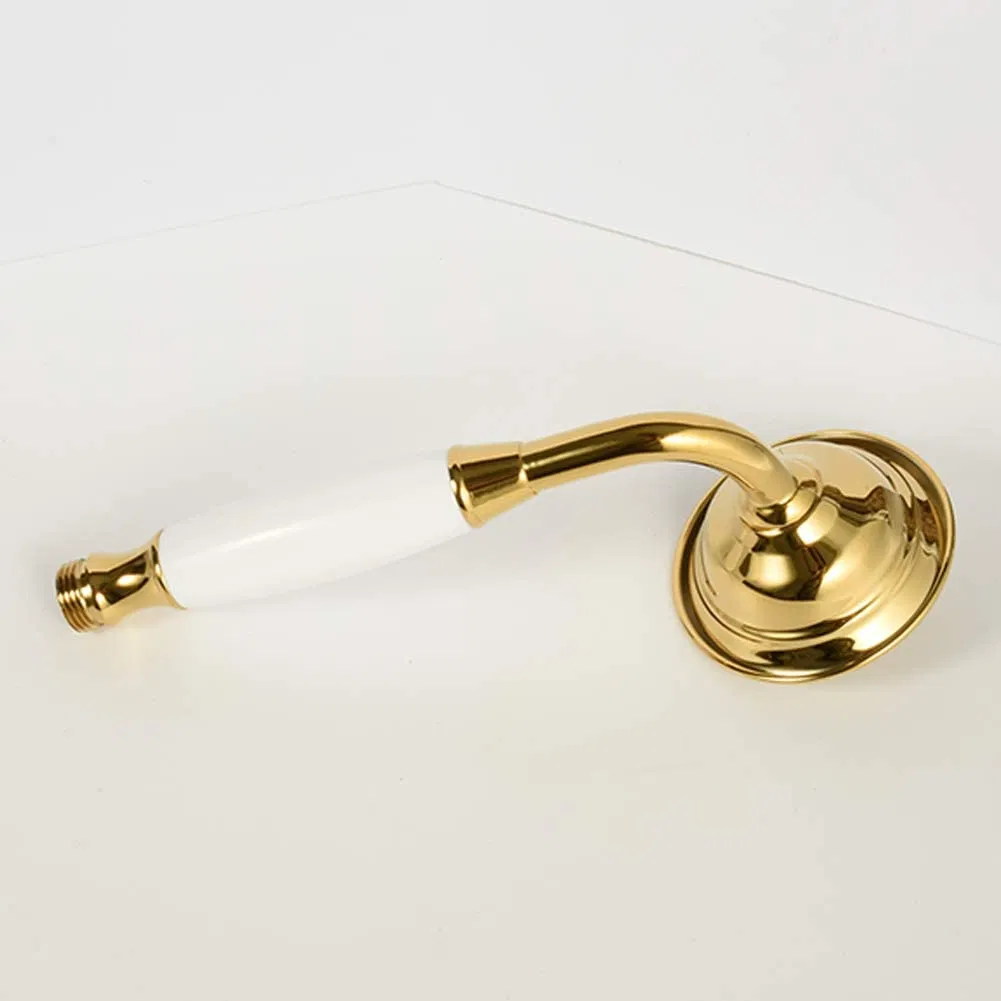 Vintage Hand-Held Shower Rain Sprayer Telephone Shaped Brass Ceramic Shower Head with 59 Inch Hose for Bathroom (Gold Finish)