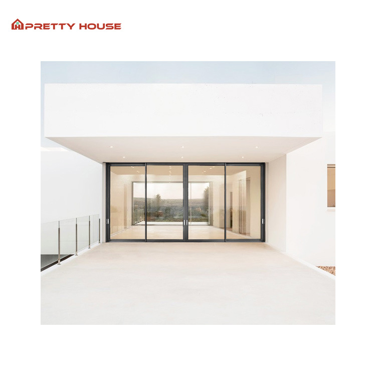 Black Color Patio Door Triple Rail Glass Sliding Door for Home Kitchen