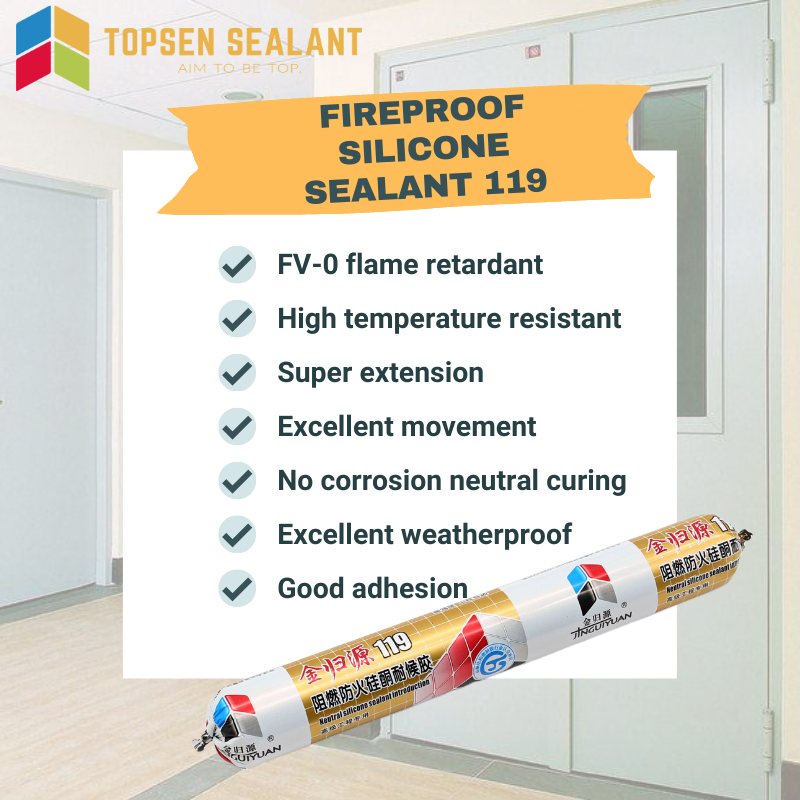 High Temperature Resistant Low Voc Fireproof Silicone Sealant 590ml