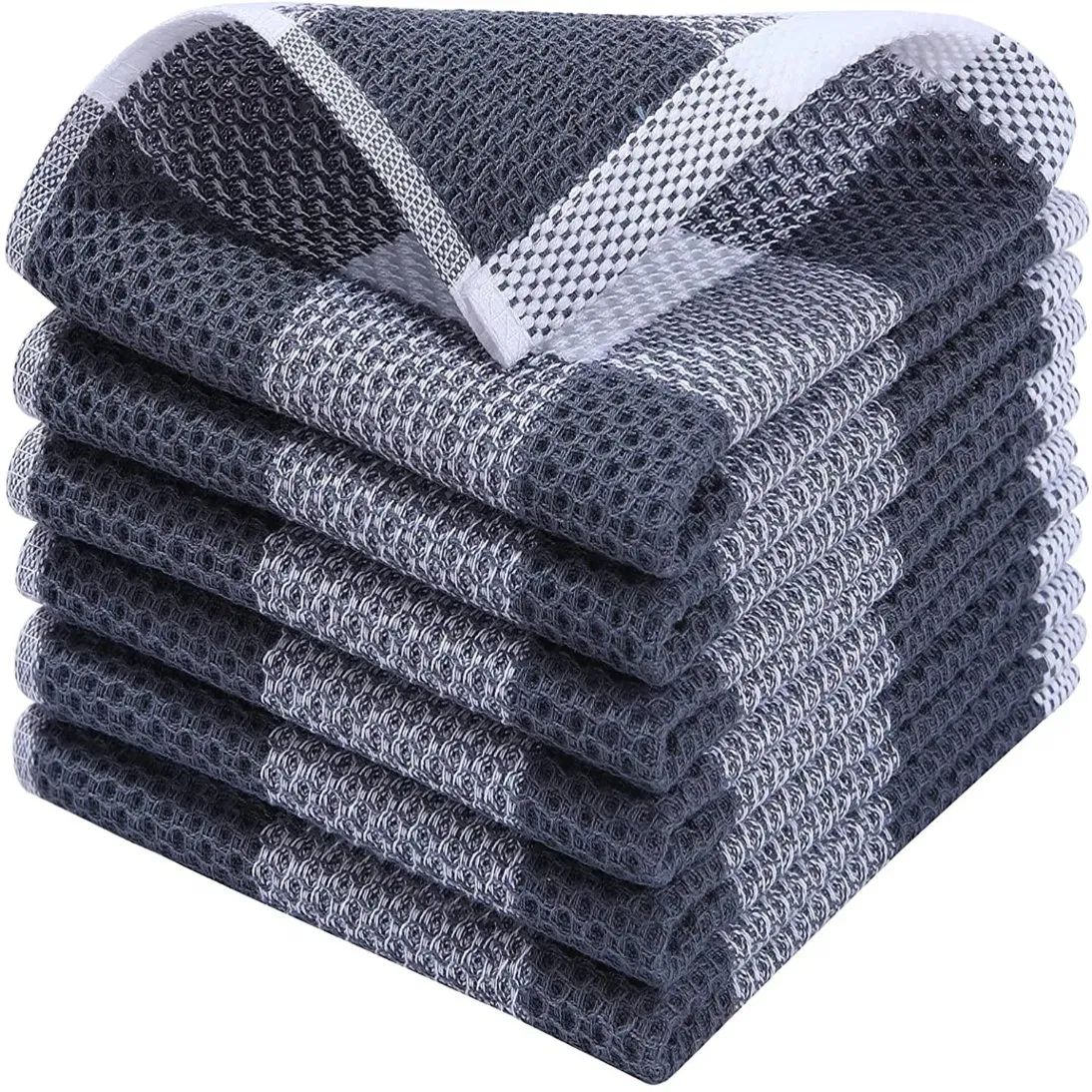 2PCS Cotton Dishcloth Towel Ultra Soft Absorbent Hand Towel Wash Cloth Household Kitchen Cleaning Cloth Grey