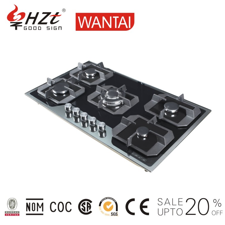 Built-in 5 Burners Gas Stove Cooking Gas Cooktop Tempered Glass Gas Hob Gas
