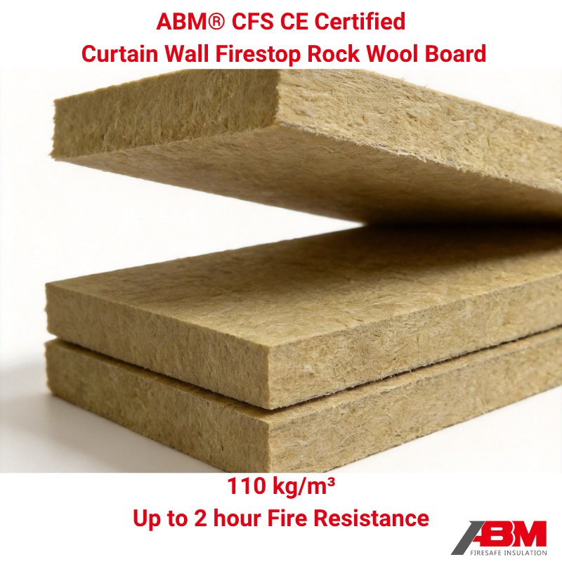 ABM® CE Certified 110kg/m³ Curtain Wall Firestop Rock Wool Insulation Board