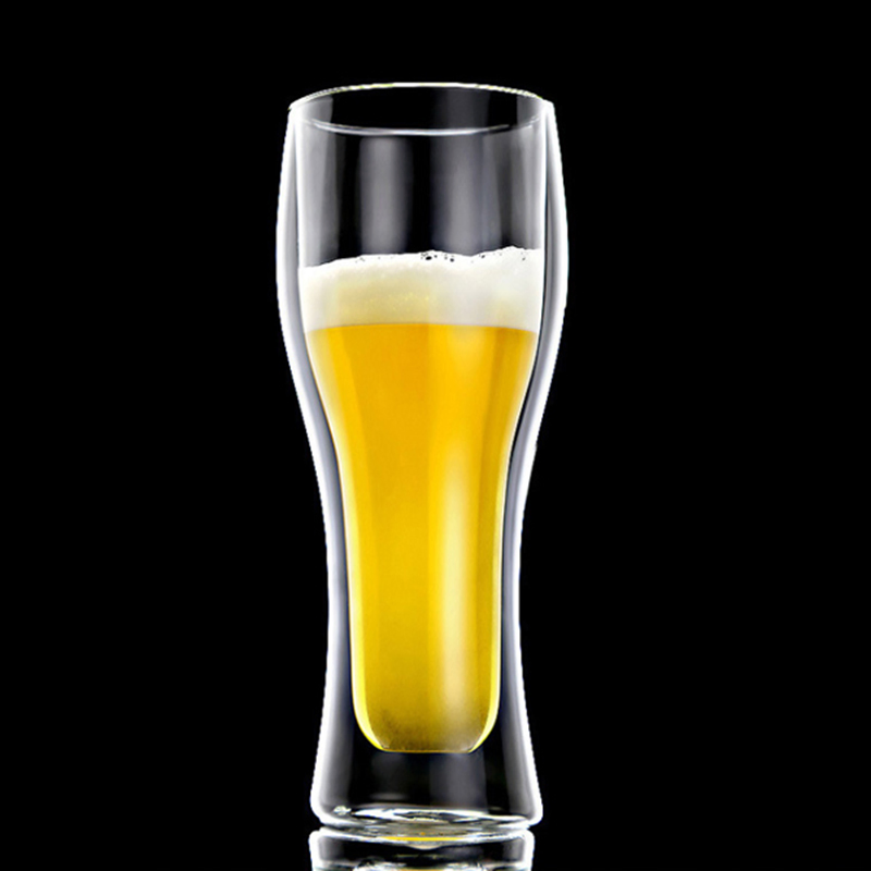 Factory Manufacture Classic Handmade Double Wall Big Large Beer Mug Cocktail Whisky Vodka Gin Wine Cup Various Reusable Glass Transparent Cup Novelty Beer Mug