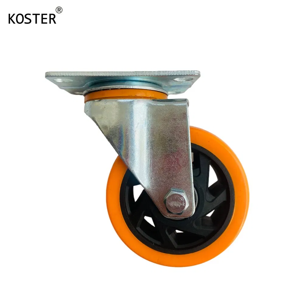 2inch 2.5inch 3inch 4inch 5inch 130kg Orange PVC/PU Industrial Rotary Trolley Caster Swivel Caster Wheel