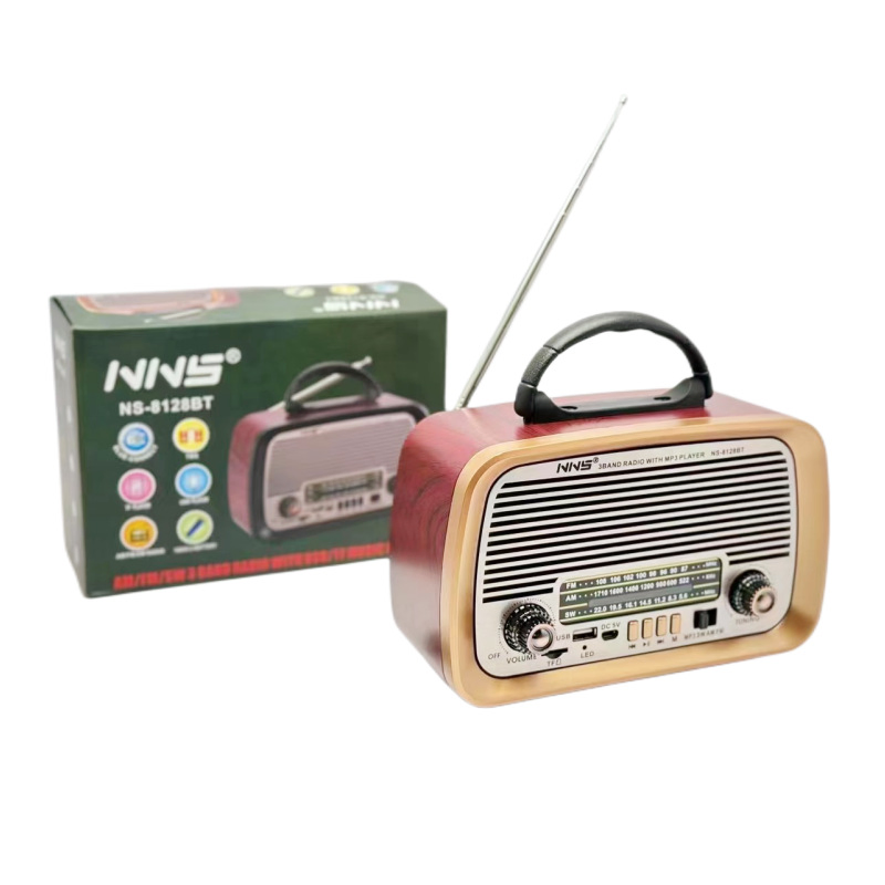 Ретро радио NS-8128BT с Bluetooth, деревянный корпус