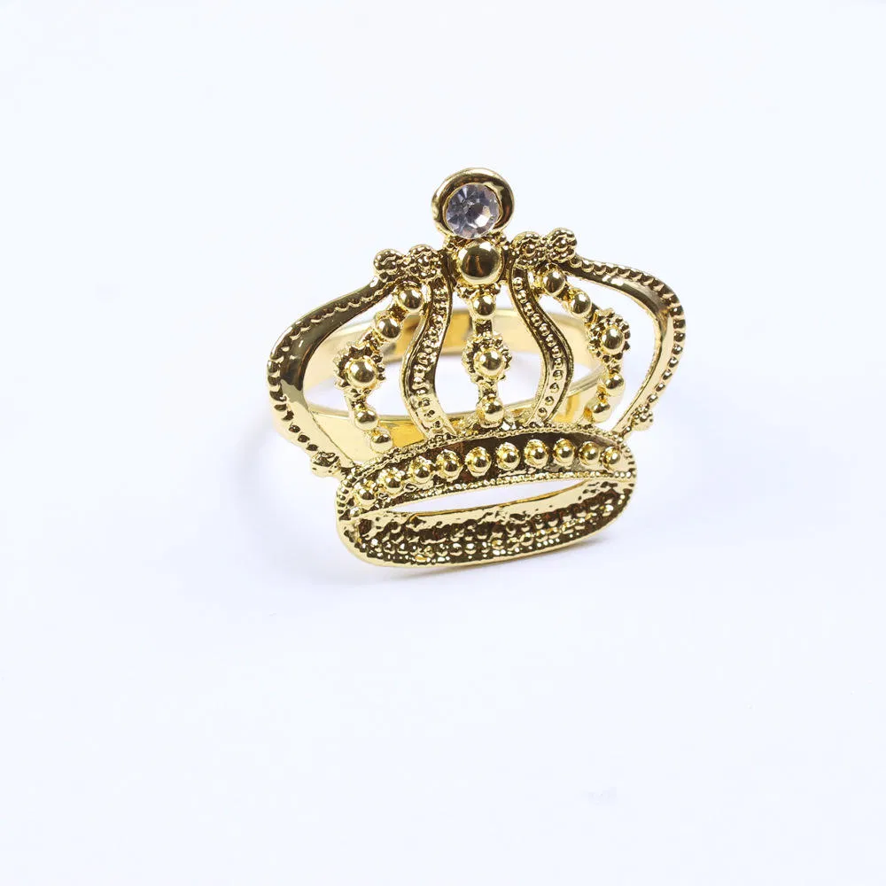 Elegant Gold Kirsite Napkin Ring with Diamond Accent for Weddings