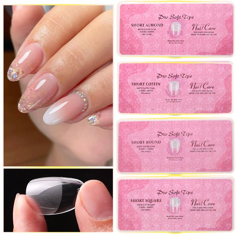 OEM/ODM Nail Tips Acrylic Transparent Medium Stiletto Press on Nails for Nail Extension DIY