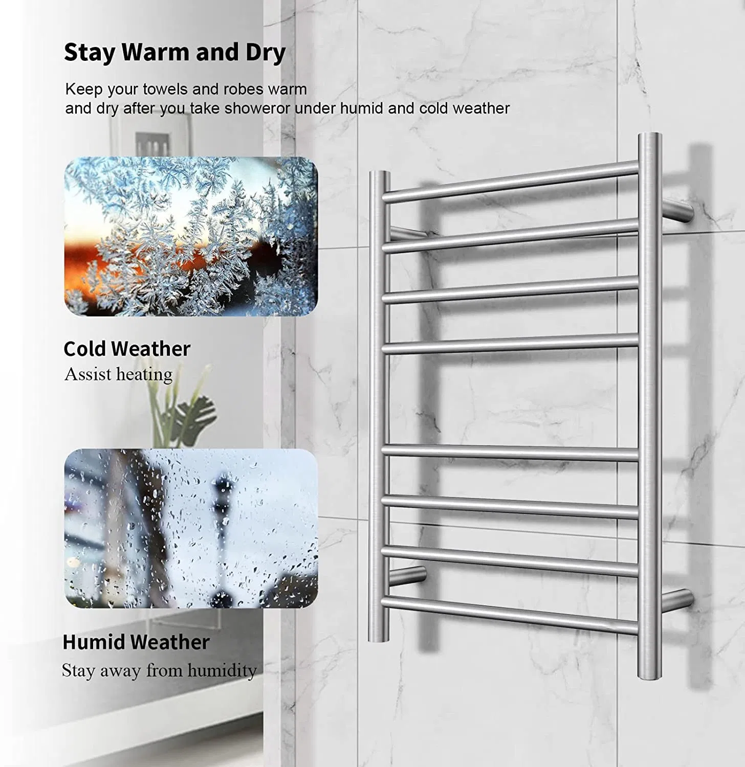Electric Towel Rack Stainless Steel High Quality 304 Heated Towel Warmer for Bathroom
