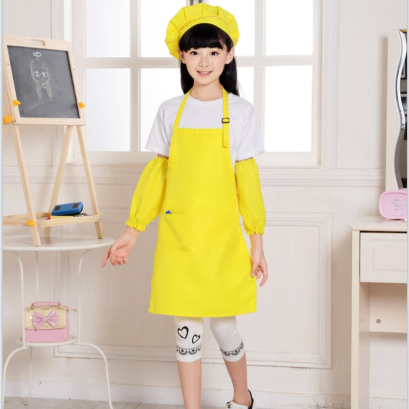 Children Adjustable Chef Apron Cooking Baking Painting Kids Apron and Chef Hat Set
