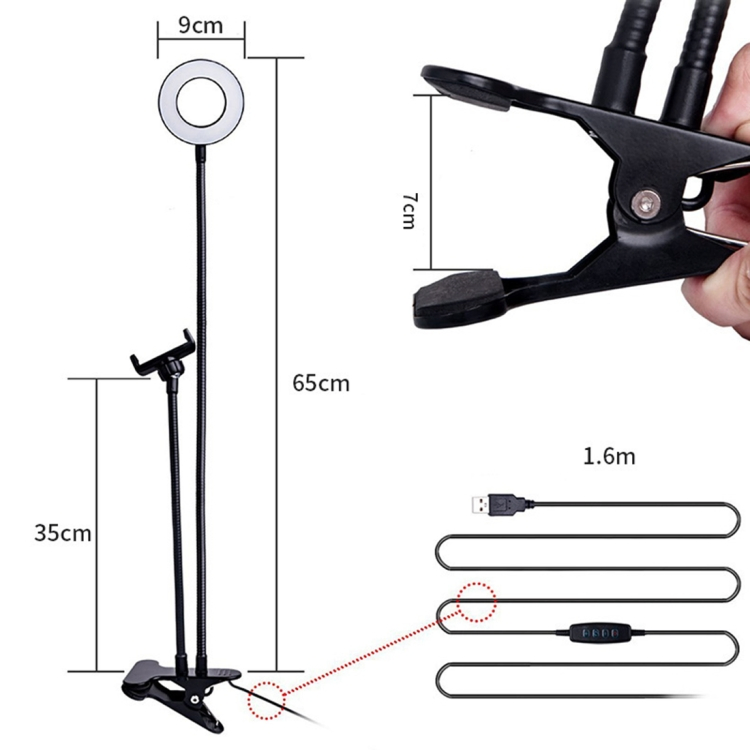 Best Selling Selfie Light Ring for Live Broadcast /Flexible Selfie Stand LED Ring Light with Clip Cell Phone Holder