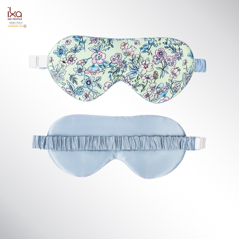 Print Wholesale Custom Weighted Cool Black Gold Blue Best Travel Sleep Adjustable Satin 6A Mulberry Silk Eye Mask for Sleeping